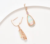 Gem Discoverer 6ct Pear Ethopian Opal Earrings, 14K Rose Gold